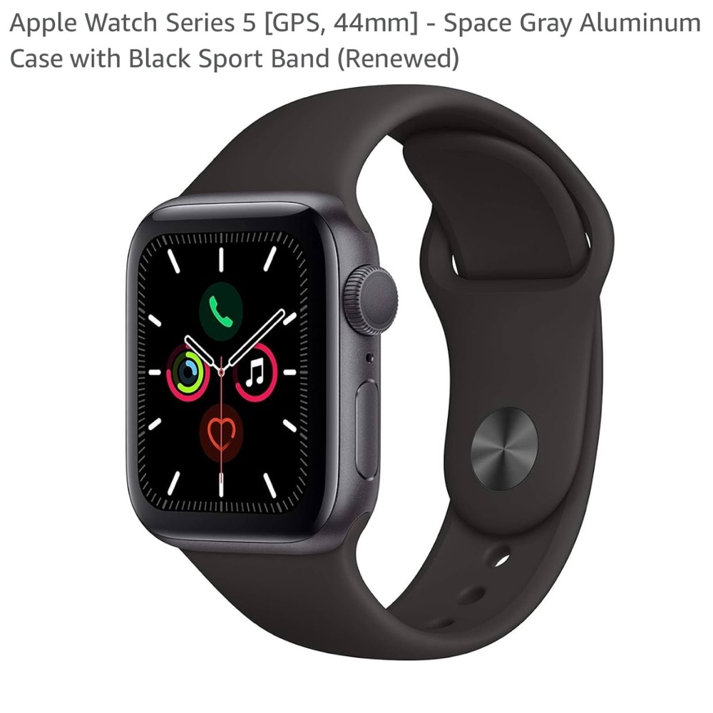 Apple Watch Series 5 (GPS) 44mm Space Grey Aluminum Case with Black Sport Band